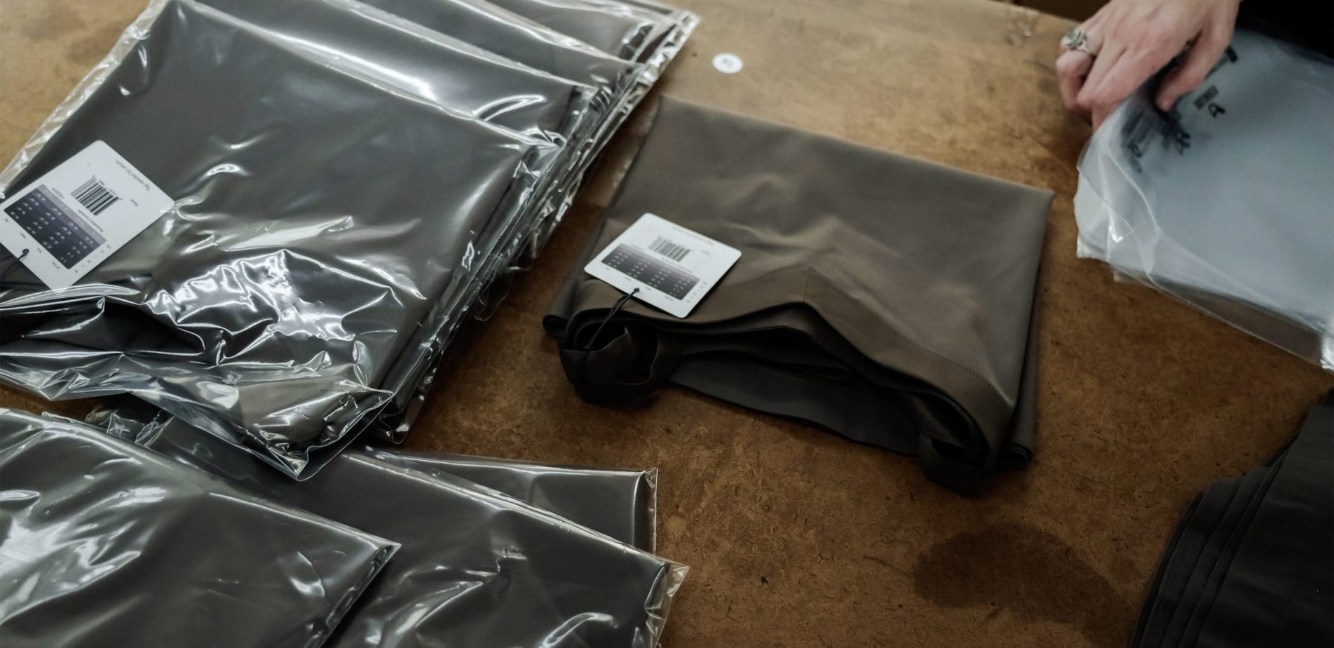 Brown shirts made using small batch apparel manufacturing