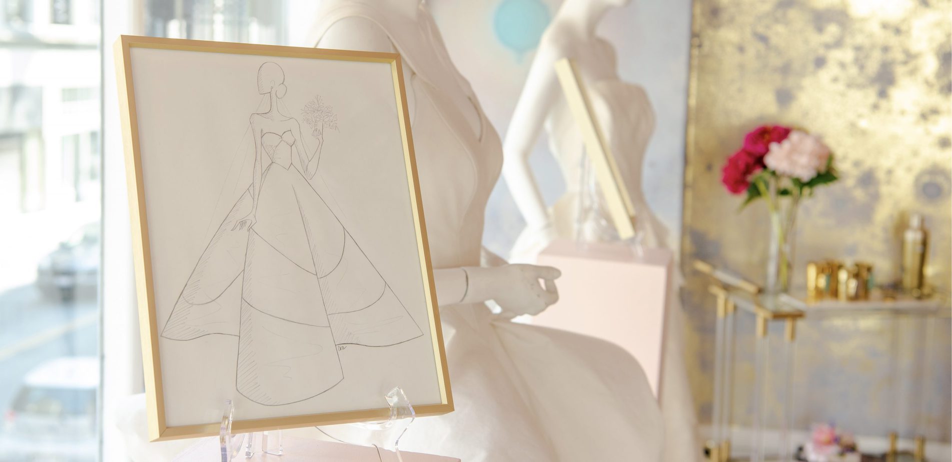 fashion drawing on display